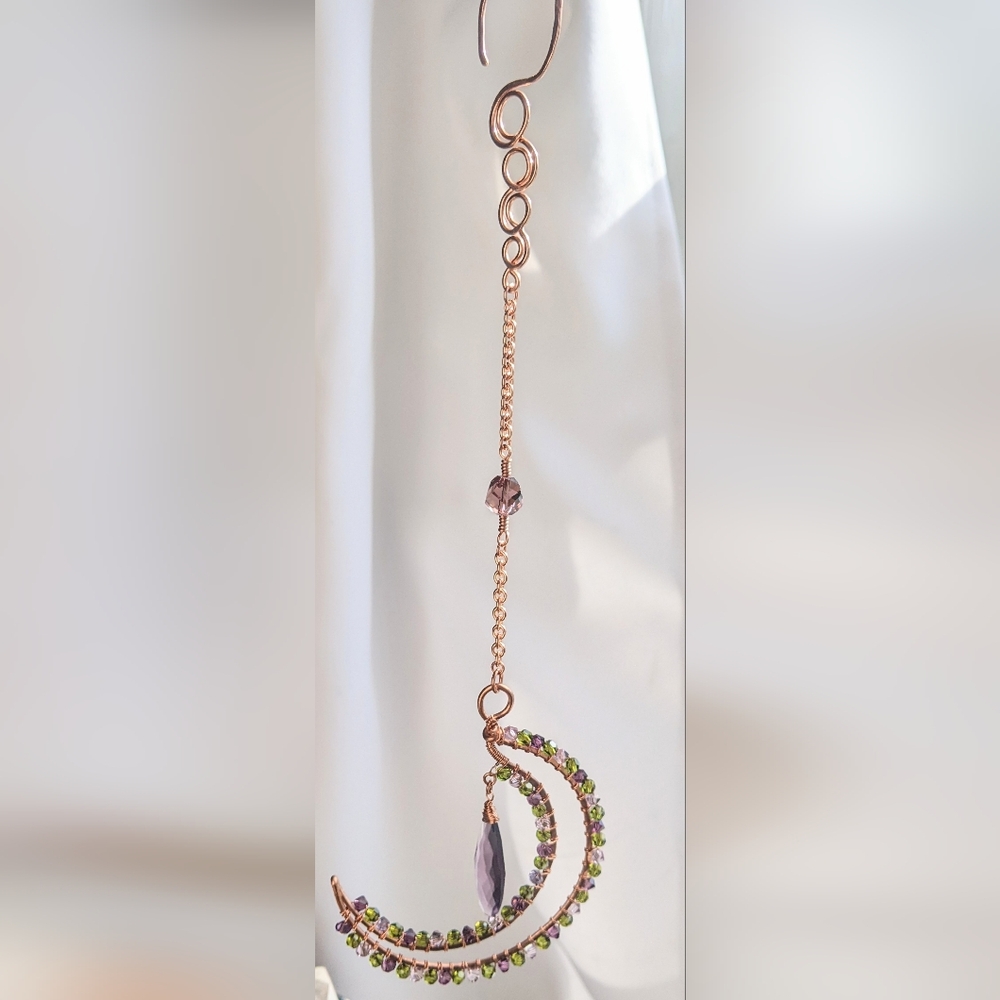 Window Prism Sparkly Copper Moon Ornament Swarovski Crystal Accents - Picture 9 of 14
